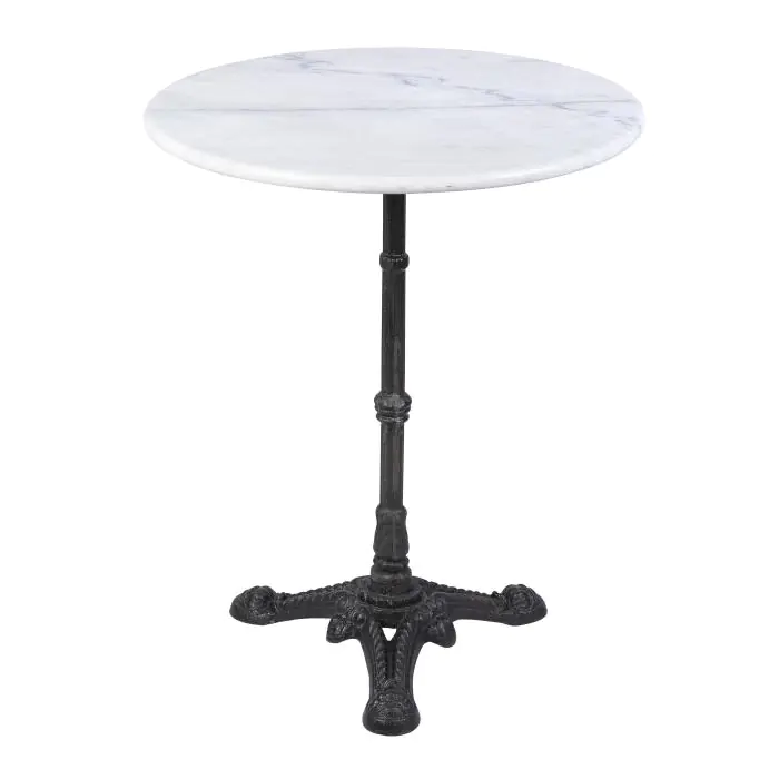 Table - Ronde - 3 Ados - Marbre Blanc - Fonte - Ø 60 x H 72 CM - G-Line HW-18668 €59.95 Table de terrasse