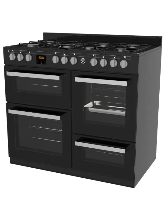 Cuisinière à gaz - 7 brûleurs - 2 fours électriques - Gril - Rangement - Noir - 400V - G-Line 75717 €999.00 Cuisinières à gaz avec four