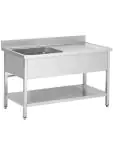 Table de rinçage pour restauration en acier inoxydable - démontable - 1 plateau à gauche - avec support de fond - G-Line RVS-M-00161 €349.00 Tables de rinçage en acier inoxydable