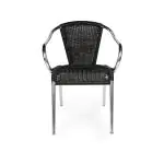 Chaise de terrasse Cannet - Empilable - Accoudoir - Osier tressé - Noir - Aluminium - G-Line HW-00060 €42.95 Chaises de terrasse