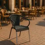 Chaise de terrasse Cannet - Empilable - Accoudoir - Osier tressé - Noir - Aluminium - G-Line HW-00060 €42.95 Chaises de terrasse