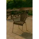Chaise de terrasse Cannes - Empilable - Accoudoir - Osier tressé - Marron - Aluminium - G-Line HW-31196 €42.95 Chaises de terrasse