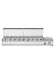 Vitrine réfrigérée - 9 x 1/3 GN - Dessus inox - 230V - L 200 CM - G-Line 26304 €409.00 Vitrine avec couvercle en acier inoxydable