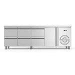 Réfrigérateur - 1 porte - 6 tiroirs - inox - 230V - H 85 x L 224,2 - P 70 CM - G-Line GL-167742 €2,599.00 Établis réfrigérés