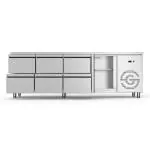 Réfrigérateur - 1 porte - 6 tiroirs - inox - 230V - H 85 x L 224,2 - P 70 CM - G-Line GL-167742 €2,599.00 Établis réfrigérés