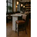 Tabouret de bar Naples - Avec dossier - Marron - Cuir synthétique - G-Line HW-019092 €75.95 Tabourets de bar