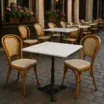 Table carrée à 3 pieds en marbre blanc et fonte, dimensions : H 72 x L 60 x P 60 cm, collection G-Line. HW-18669 €59.95 Table de terrasse
