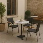 Table - Ronde - 3 Ados - Marbre Blanc - Fonte - Ø 60 x H 72 CM - G-Line HW-18668 €59.95 Table de terrasse