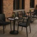 Fauteuil de jardin Lincoln - Empilable - Accoudoirs - Rotin tressé - Noir - G-Line 59566 €39.95 Chaises de terrasse