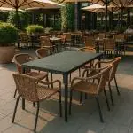 Table de patio - Plateau aspect granit - Structure en aluminium - G-Line HW-141021 €299.00 Table de terrasse