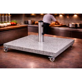 Pied de parasol - 90 kg - 4 roulettes incluses - Granit - H 6,5 x L 70 x P 70 cm - G-Line