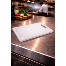 Planche à découper - Rainure à jus - Anneau de suspension - Blanche - Plastique - L 29,5 x P 21,7 cm - G-Line