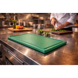 Planche à découper - HACCP - Canal à jus - Vert - 1/2 GN - Ligne G