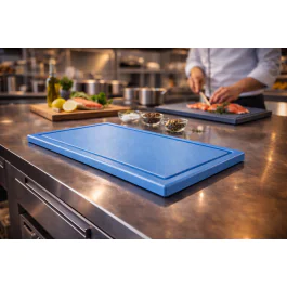 Planche à découper - HACCP - Rainure à jus - Bleue - 1/2 GN - G-Line
