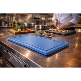 Planche à découper - HACCP - Rainure à jus - Bleue - 1/2 GN - G-Line