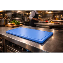 Planche à découper - HACCP - Rainure à jus - Bleue - 1/1 GN - G-Line