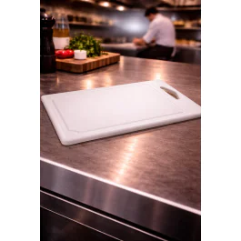 Planche à découper - Rainure à jus - Anneau de suspension - Blanche - Plastique - L 38,5 x P 26,5 cm - G-Line