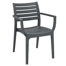 Chaise de jardin Artemis - Avec accoudoirs - Empilable - Plastique - Gris foncé - G-Line